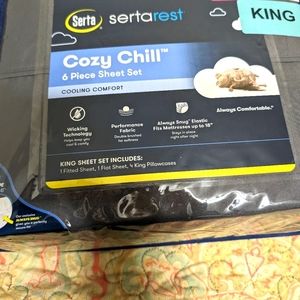 SERTA Chill King Bed Sheet SET Gray 6 PC SET NEW SERTA Rest Cozy Chill